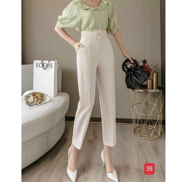 Quần tây nữ form rộng phối lưng kiểu siêu xinh ❤️FREESHIP❤️ Quần baggy công sở vải tuyết mưa mịn xịn A-T Fashion - QTM35 | BigBuy360 - bigbuy360.vn