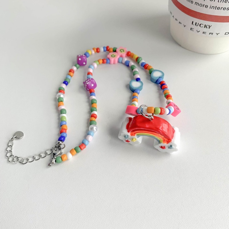 Vòng cổ Mặt Quái Vật Hoạt Hình Màu Cầu Vồng Phong Cách Hàn Quốc