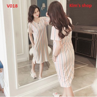 Đầm suông thun lạnh– sọc dọc trẻ trung