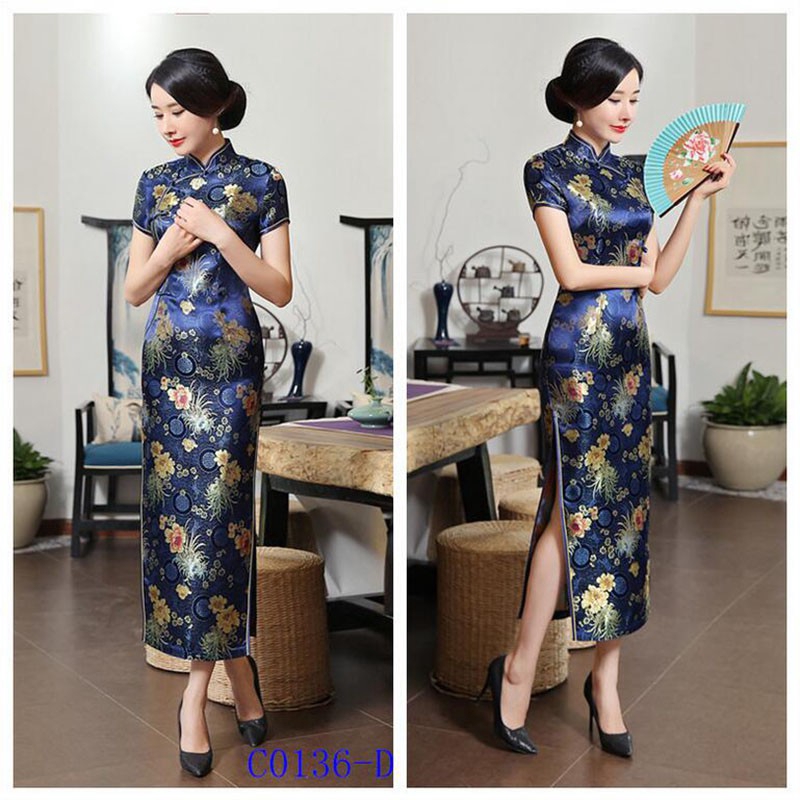 Chinese Traditional Long Cheongsam Plus Size Vintage Slim Female Women Qipao Dress