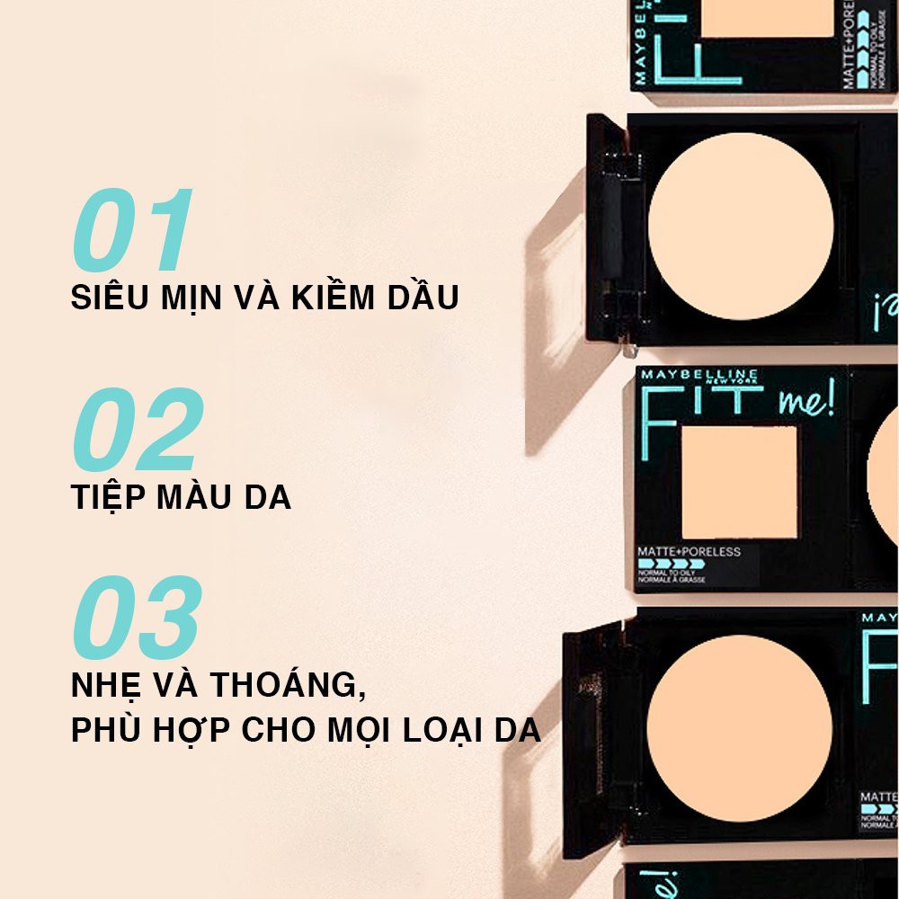 Phấn Phủ Mịn Nhẹ Kiềm Dầu Fit Me Matte Poreless Powder Maybelline New York 8.5g - Mỹ Chính Hãng