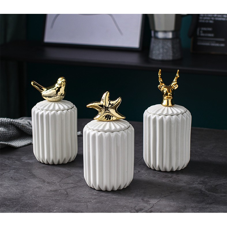 Hộp đựng tăm bông gốm sứ Decor12