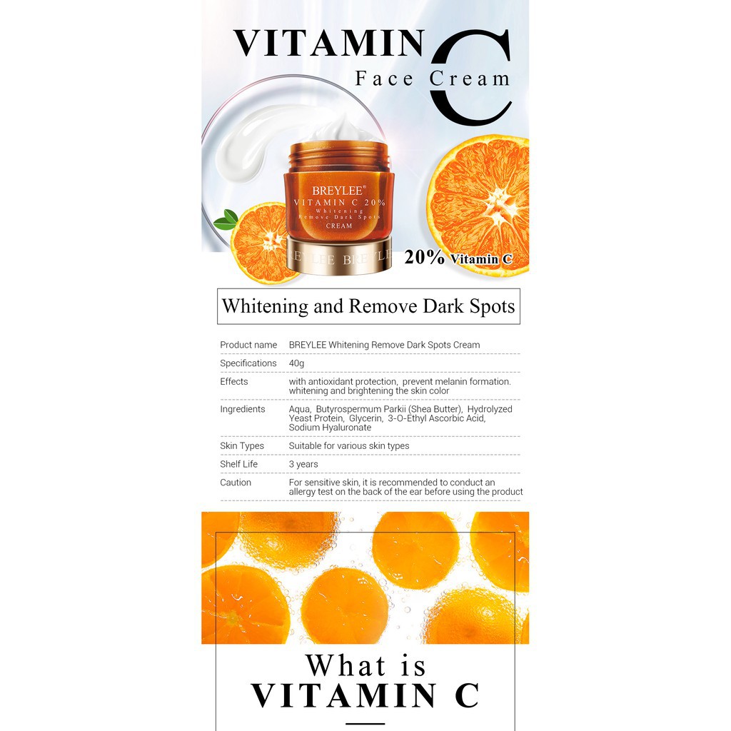 Kem Dưỡng Da Mặt Breylee Chiết Xuất Từ Vitamin C 40g