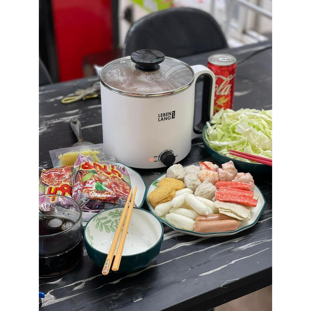 Nồi lẩu điện mini đa năng chống dính Lebenlang LBEC0808 1500ml, bảo hành 2 năm - hàng chính hãng