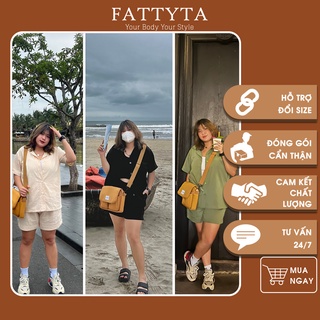 set đồ nữ BIGSIZE kiểu áo sơ mi tay lở xinh xắn cho nàng mũm mĩm FATTYTA