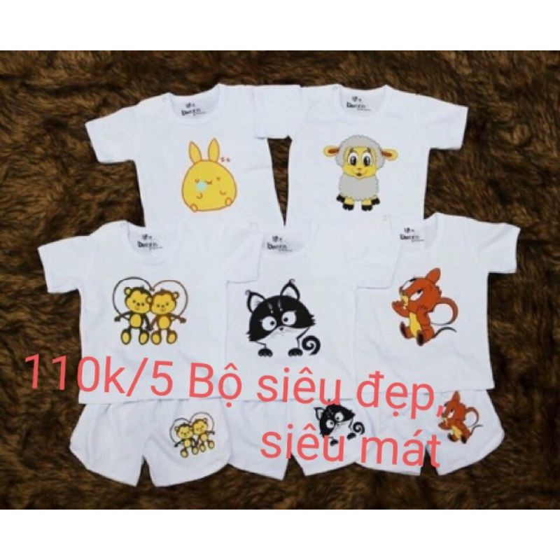 combo 5 bộ đồ em bé từ 6 đến 10kg