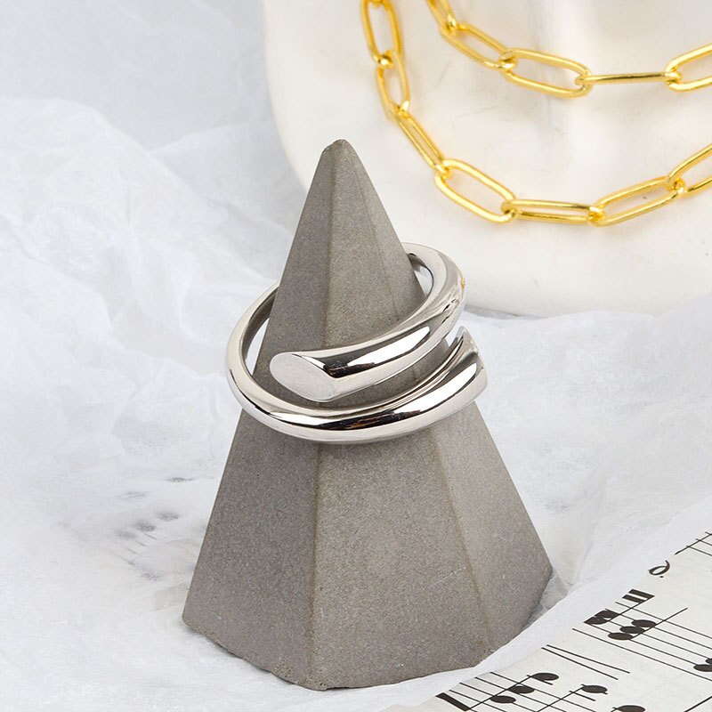 Nhẫn Dạng Mở Hình Học Màu Vàng / Bạc Điều Chỉnh Được Thiết Kế Sáng Tạo Thích Hợp Làm Quà Tặng Trang Sức