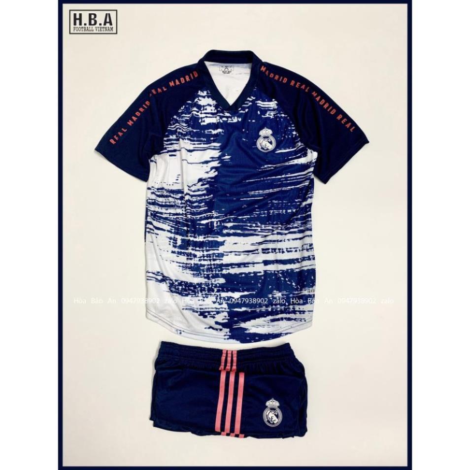 Bộ quần áo bóng đá Training CLB Real Madrid Vải Gai Thái Cao Cấp Phom 43-90kg ⚡ *