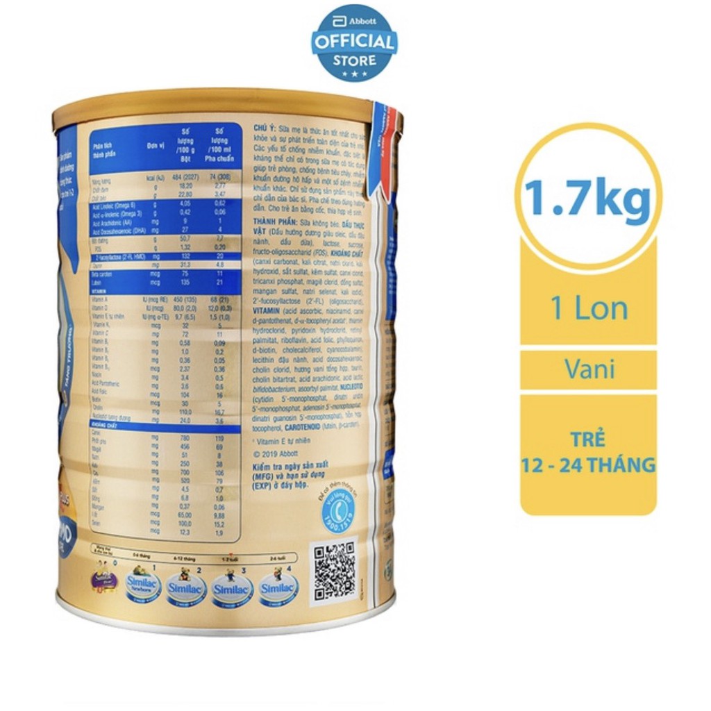 Sữa bột Abbott Similac IQ HMO số 3 1.7kg