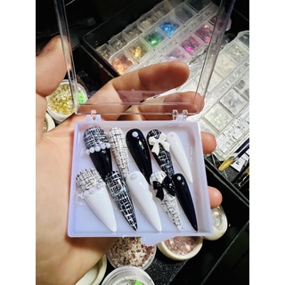 Nailbox thiết kế móng nhọn gắn nơ tặng kèm keo và dũa