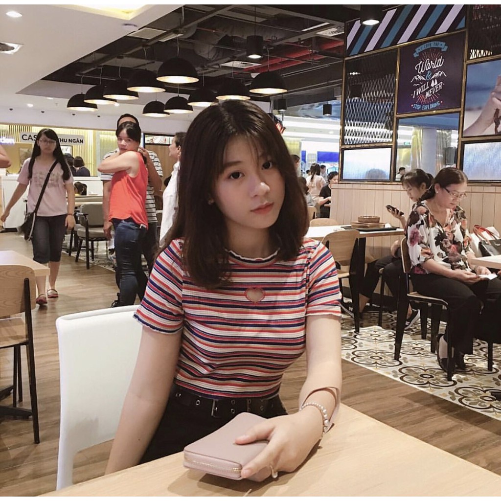 Heartee hot hit cut out tim sọc ngang màu best seller