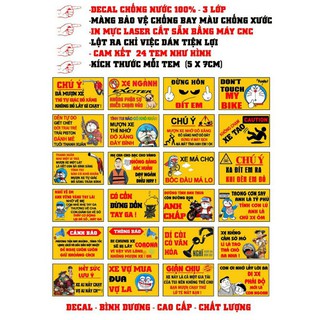 bộ tem dán cảnh báo 24 tấm. decal chống nước