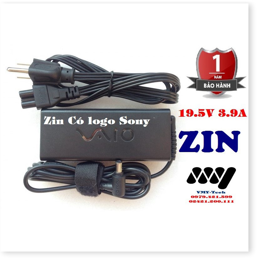 📊 Sạc Laptop Sony 19.5V - 3.9A Kèm Dây nguồn Adapter Sony Vaio NEW 100%