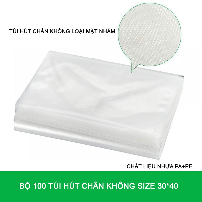 Bộ 100 túi hút chân không mặt nhám size 30x40