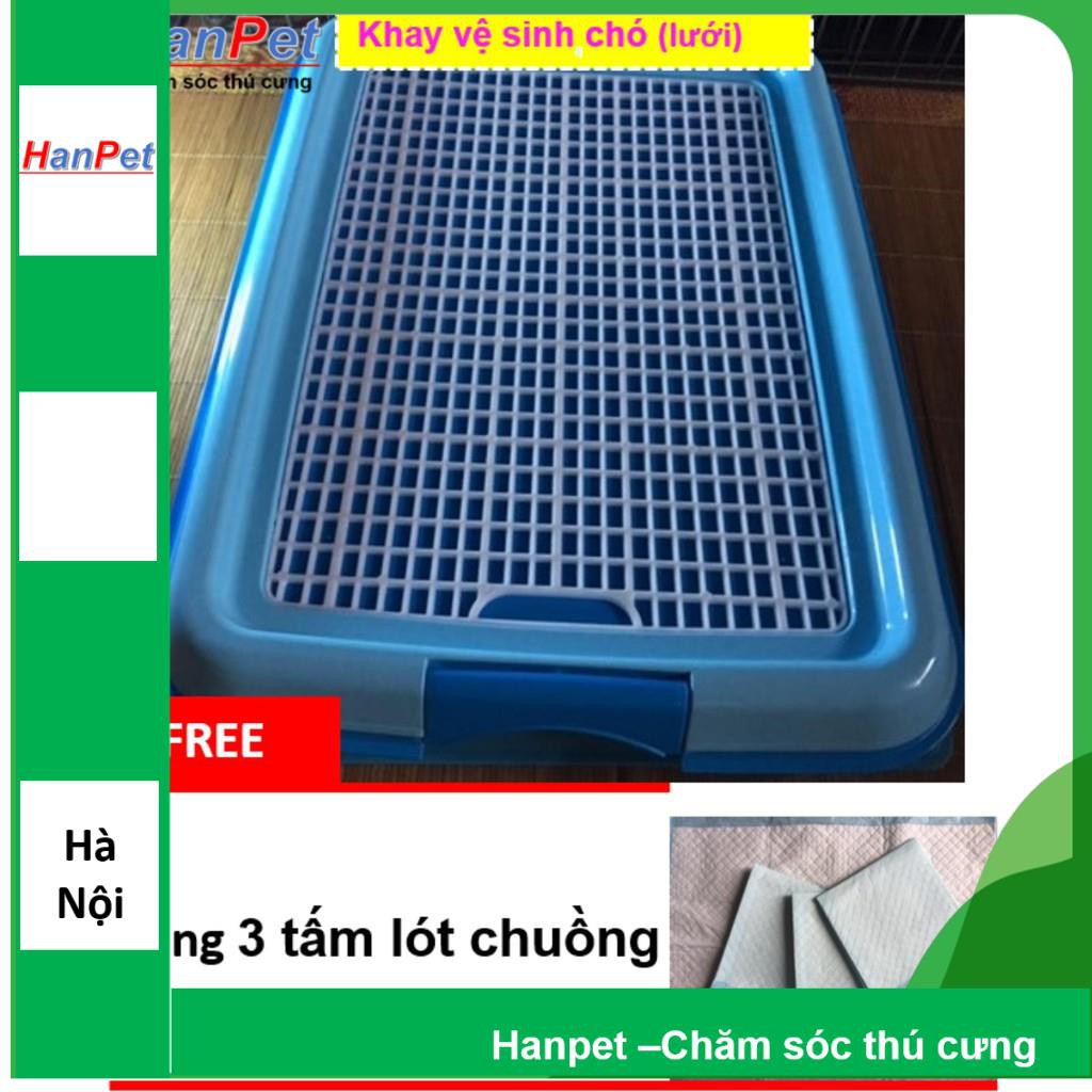 HN-Khay vệ sinh cho chó (màu ngẫu nhiên) dạng lưới cải tiến (hanpet 377b)+ Tặng 3 tấm lót chuồng, sàn xe