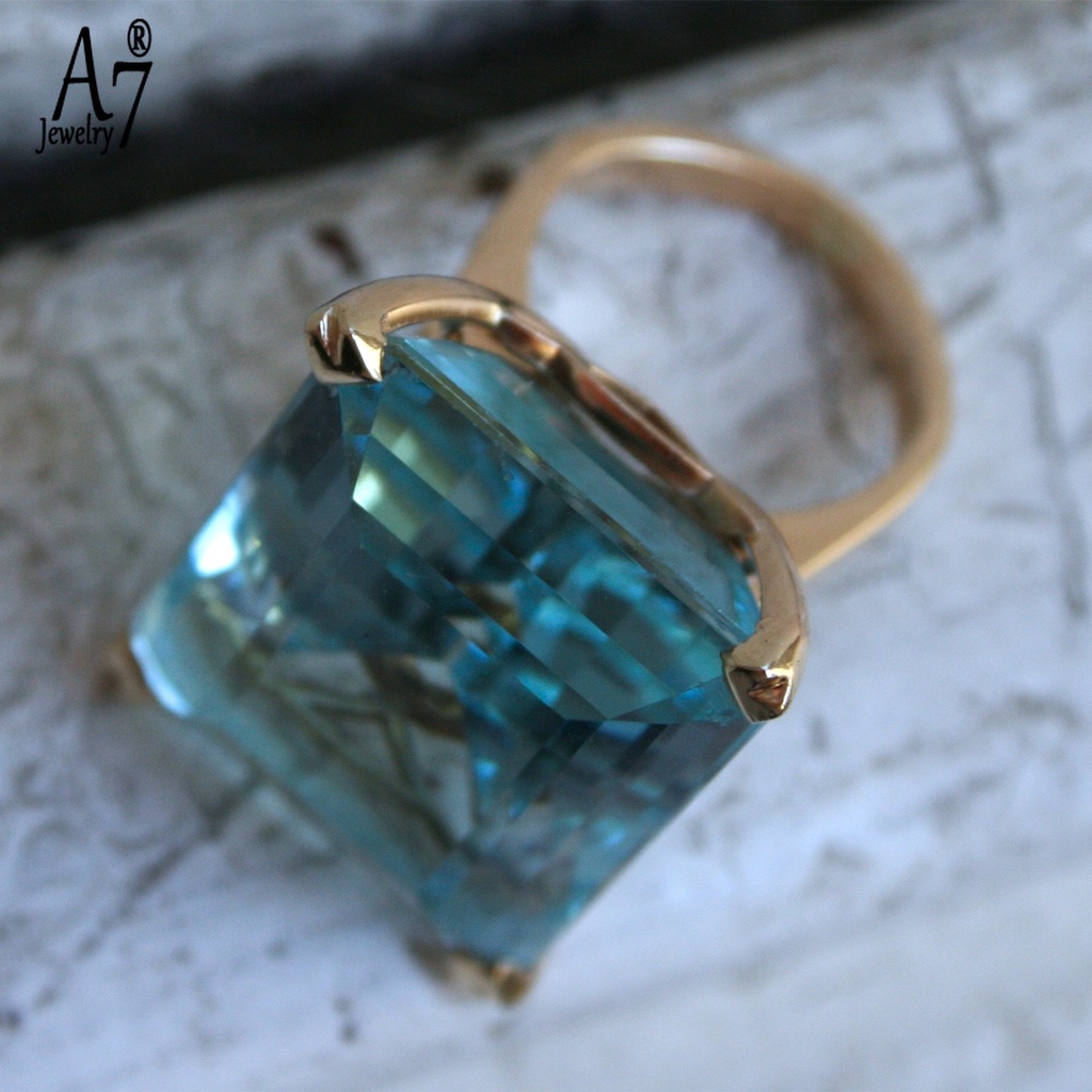 Nhẫn bạc S925 đính đá Topaz xanh navy phong cách thời trang cho nữ