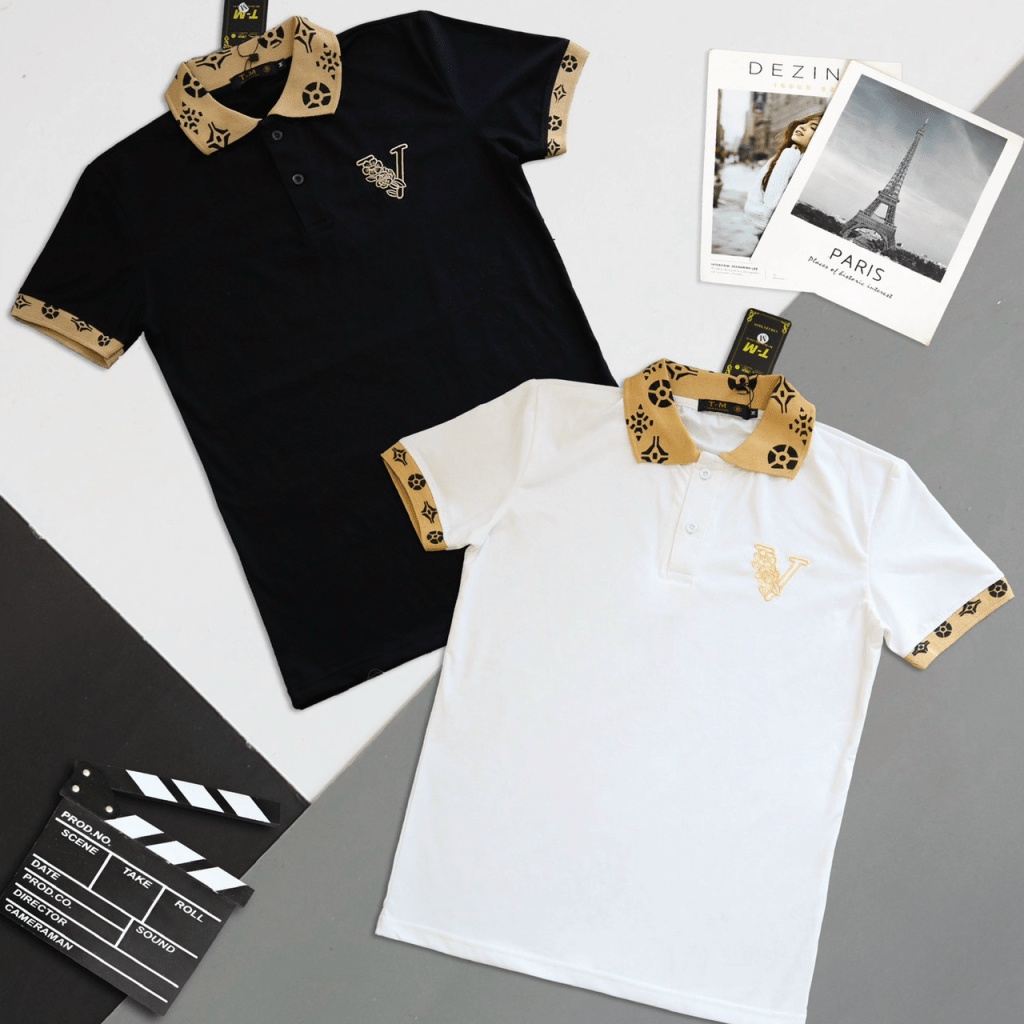 Áo Thun Nam Cổ Trụ Phối Hình In Cổ Tay Ngắn Chất Cotton Mềm Mịn Chuẩn Dáng Men [NEW UNISEX]