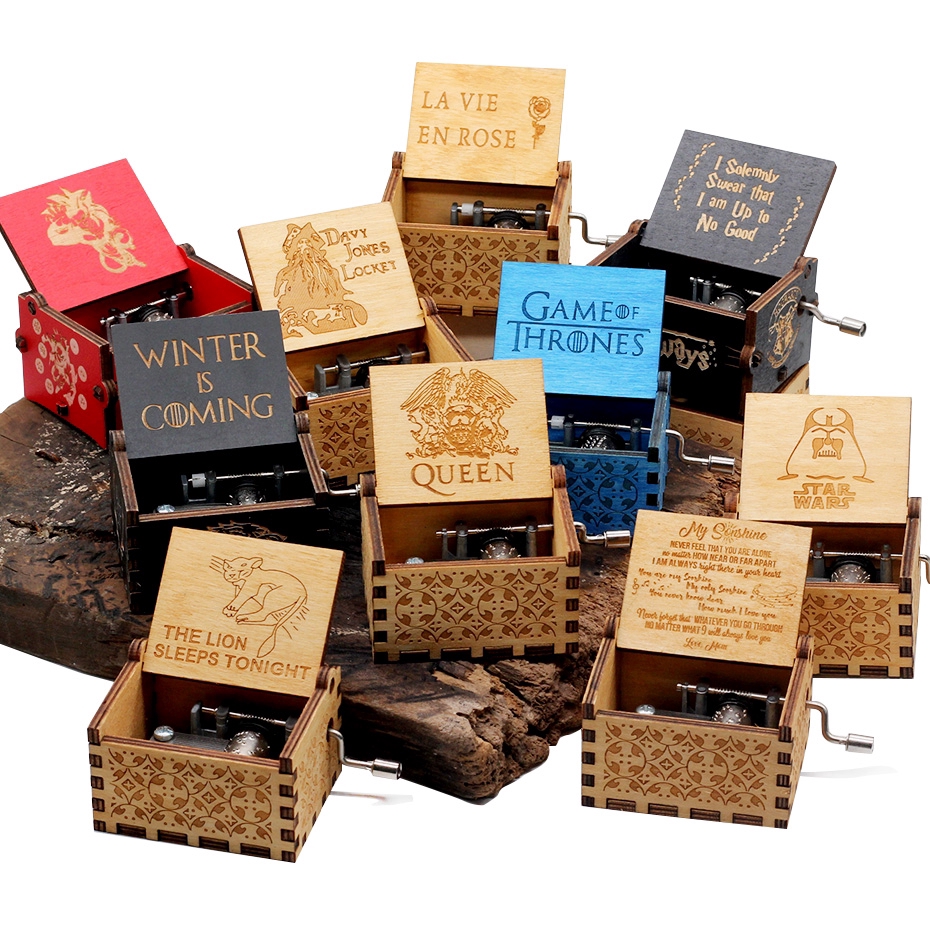 Hộp Nhạc Bằng Gỗ Khắc Hình Lâu Đài Trong Phim Game of Throne Mới