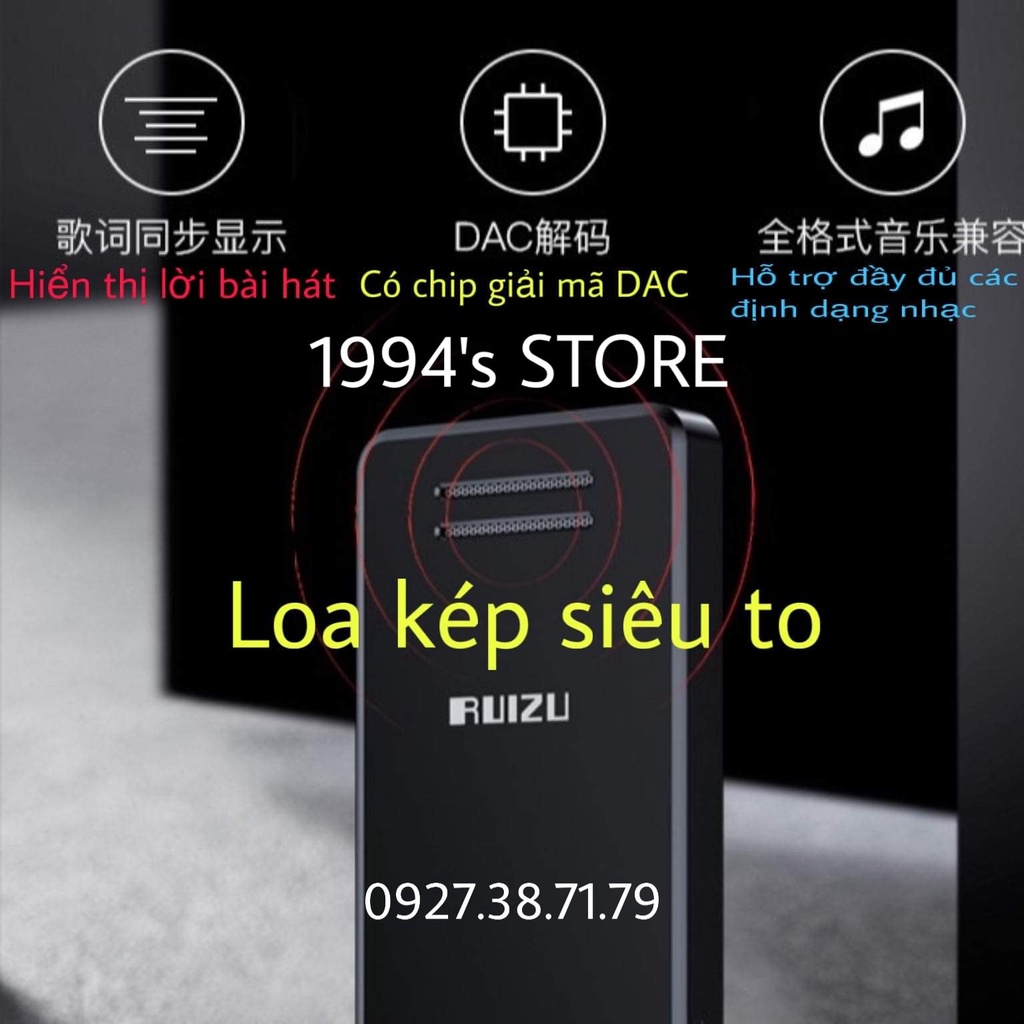 (CÓ SẴN) Máy Nghe Nhạc Ruizu D51 Bluetooth 5.0 Bản 16Gb - Loa Ngoài - Màn cong 1,5D - Phiên bản 2022