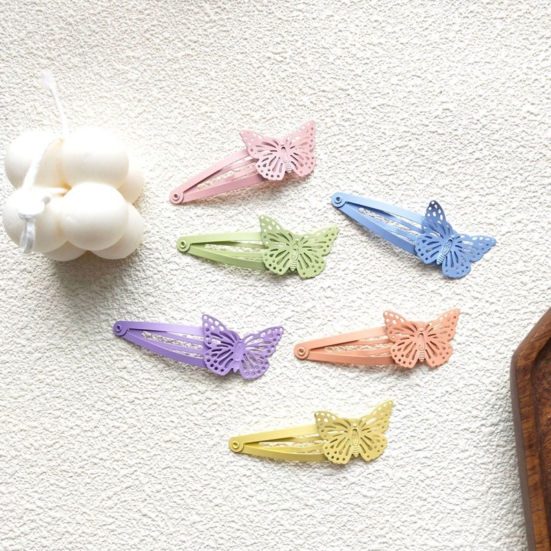 Túi 6 kẹp bướm màu pastel cute cho bé size 7cm