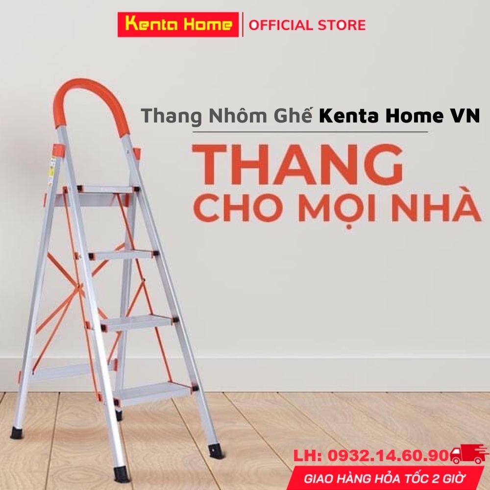 Thang nhôm ghế tay vịn chữ A bản to 3 4 5 6 7 Bậc cao từ 0.74M -1,72M gấp gọn, Khung inox 304 cực kỳ chắc chắn an toàn