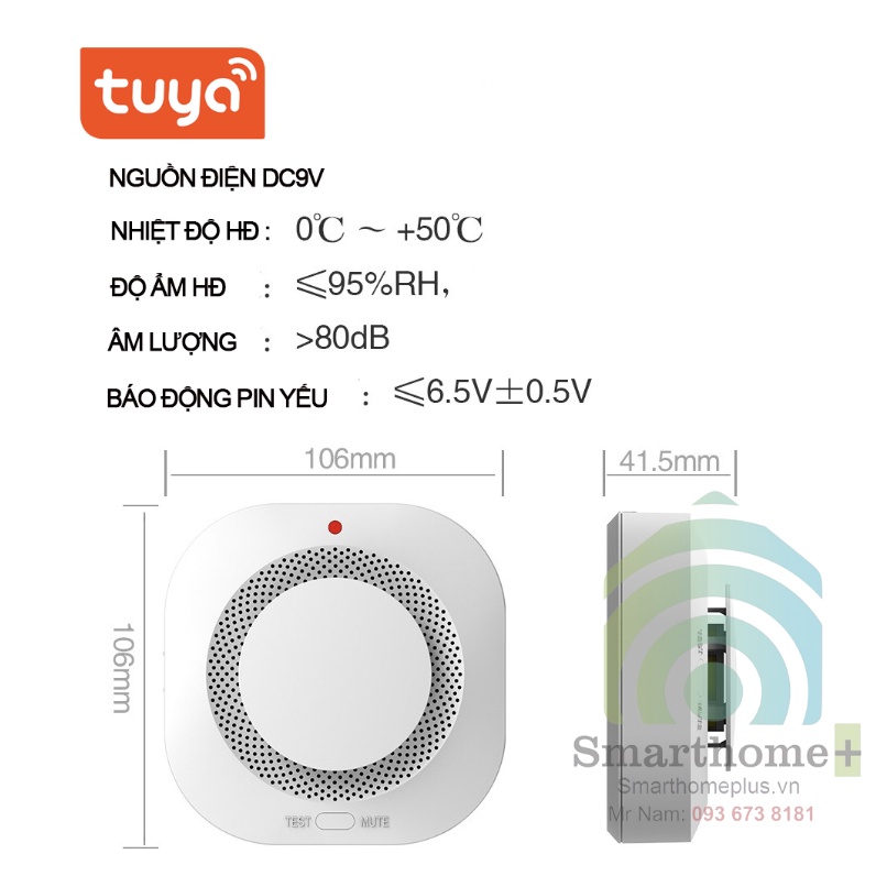Đầu Cảm Biến Khói Báo Động Hỏa Hoạn Wifi Tuya ST-3v2