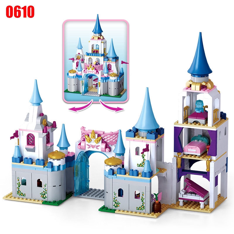 Compatible with Lego Sluban Pink Dream Dolphin Bay Swimming Beach Shop Sapphire Castle Villa Yacht Girl Assembled Building Blocks Toy 0600