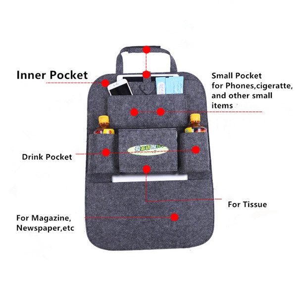 Túi Nỉ Đựng Đồ Dùng Gắn Lưng Ghế Xe Hơi Đa Năng Tiện Dụng