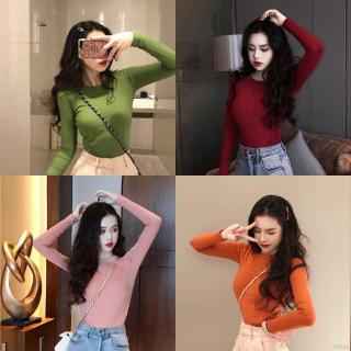 Áo thun nữ dài tay cổ tròn thời trang hàn