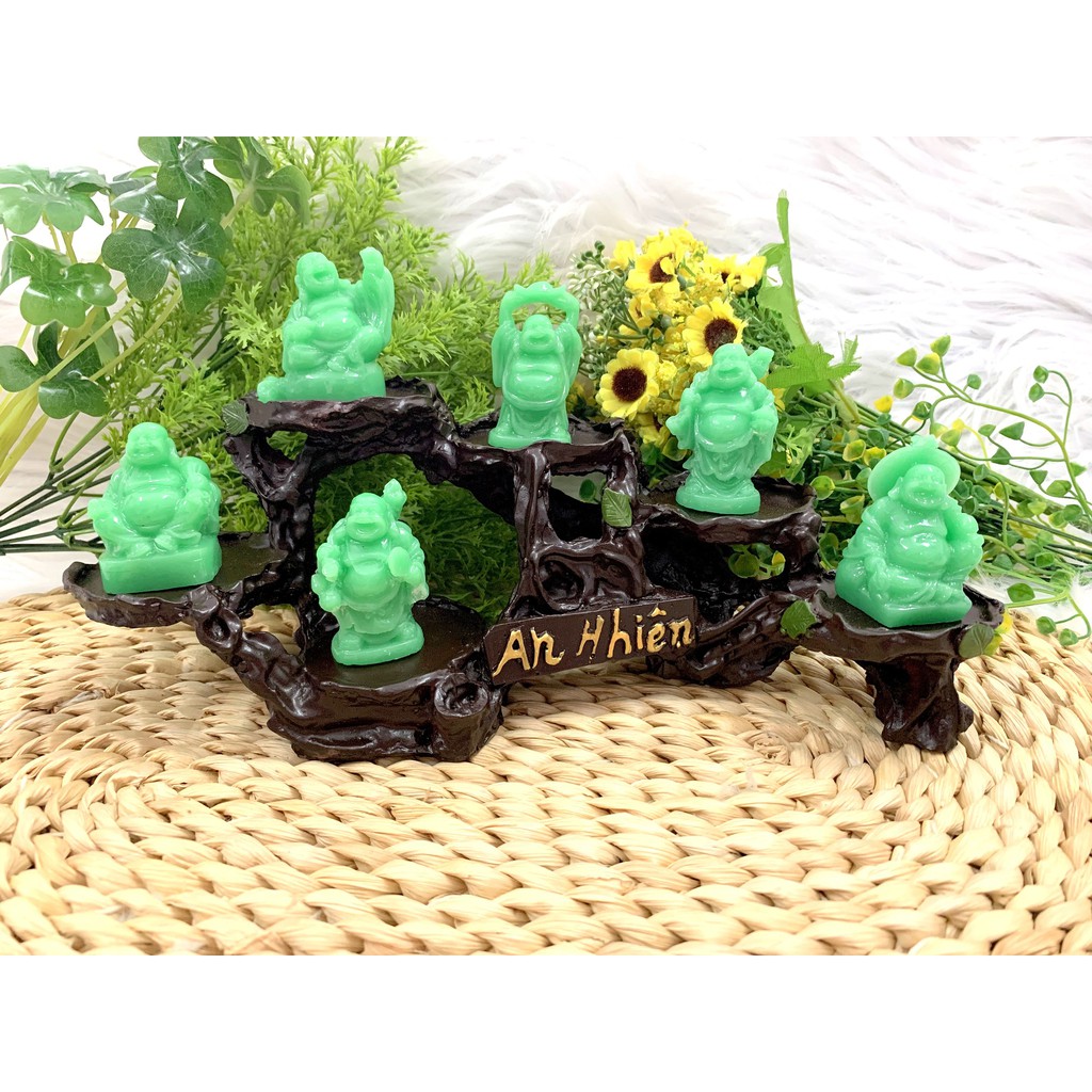 Bộ 6 Tượng Bồ Tát Di Lặc Hoan Hỉ kèm đế tượng 6 chân An Nhiên( Mẫu Mới 2021 )