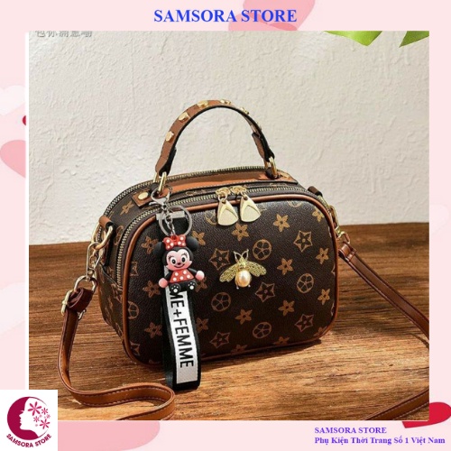 Túi xách nữ  hàng hiệu đeo chéo da trơn cao cấp họa tiết hoa cực xinh Samsora store TDC2193