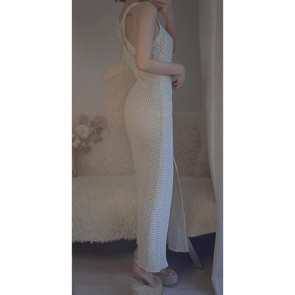 Đầm maxi body lưới đi biển stradivarius