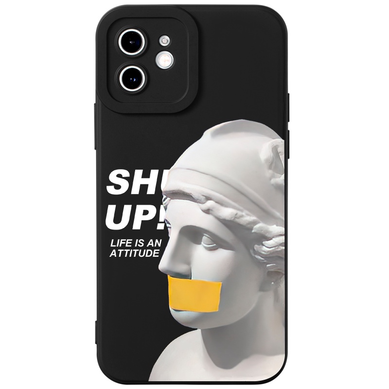 Ốp lưng JURSUE mềm chống bẩn hình độc lạ đen Cho iPhone 14 13 12 11 Pro Max SE 2020 X XR XS 8 7 ip 6S 6 Plus Y2142
