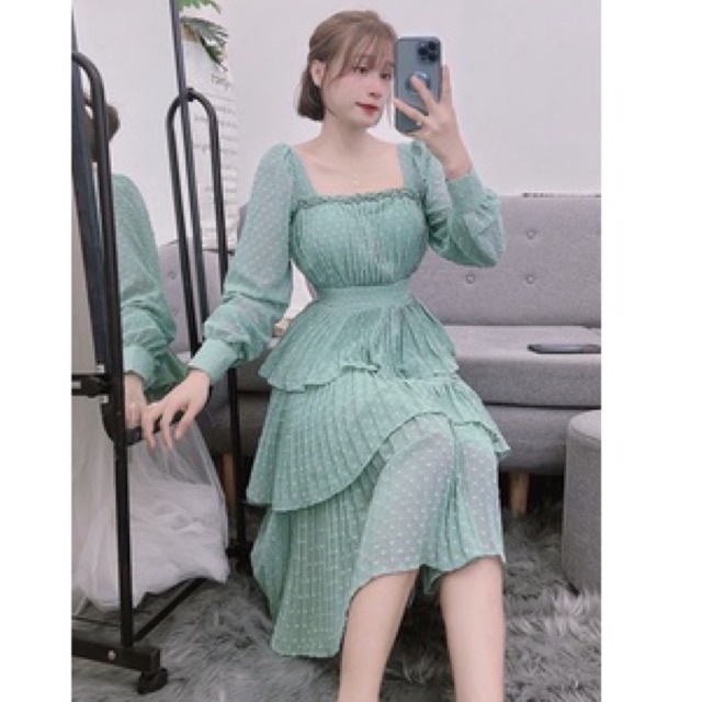 Đầm Thiết kế 3 tầng voan 3D sang trọng Mã 37987