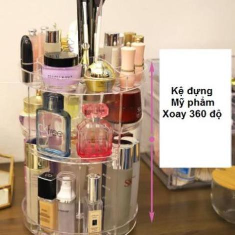 Khay Đựng Mĩ Phẩm Xoay 360 Độ Tiện Dụng - Kệ Mỹ Phẩm - đồ trang điểm