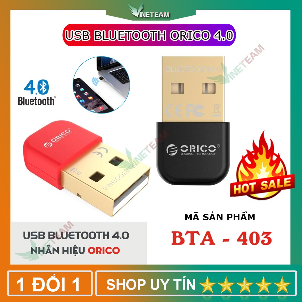 USB Bluetooth 4.0 Orico BTA-403 Nhỏ Gọn - Bền - Kết nối ổn định (Màu ngẫu nhiên) | BigBuy360 - bigbuy360.vn