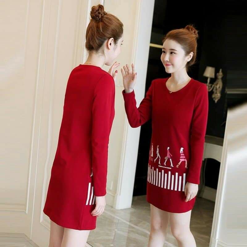 Đầm bầu váy suông tay dài có túi