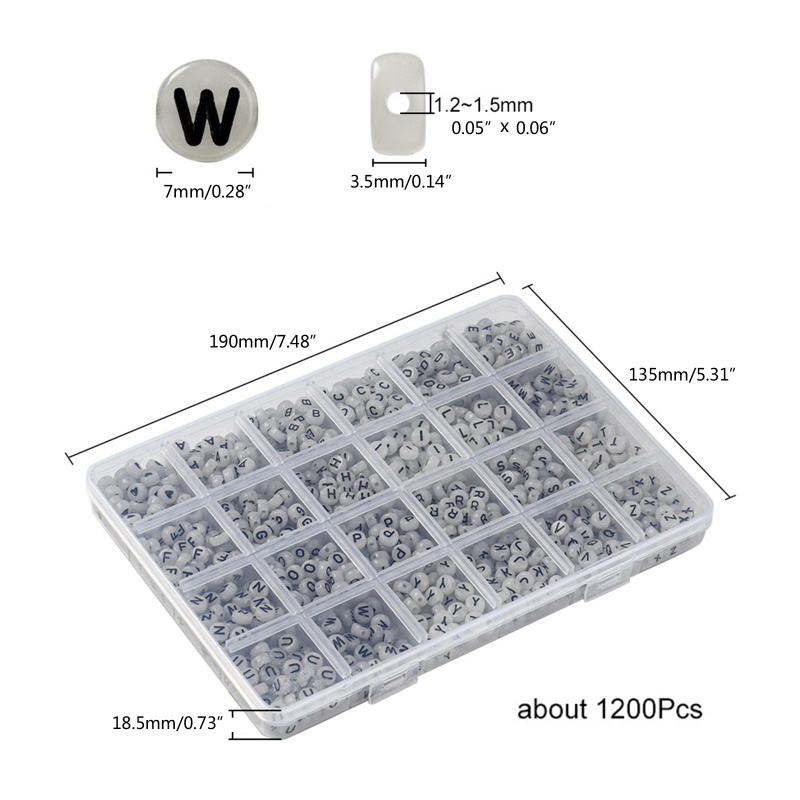 Sa Set 1500 Hạt Xâu Chuỗi Trắng Đen Hình Chữ Cái