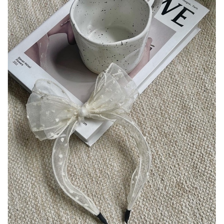 Cài tóc nơ bồng handmade hạt gạo em bé