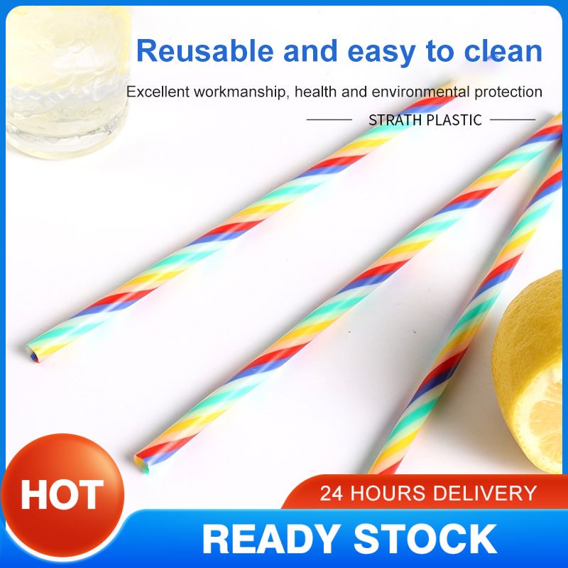 In Stock Cocktail straw thick tube spiral rainbow strawmixed color straw party rainbow cocktail straw disposable straw Hawaii beach party decoration blackpink