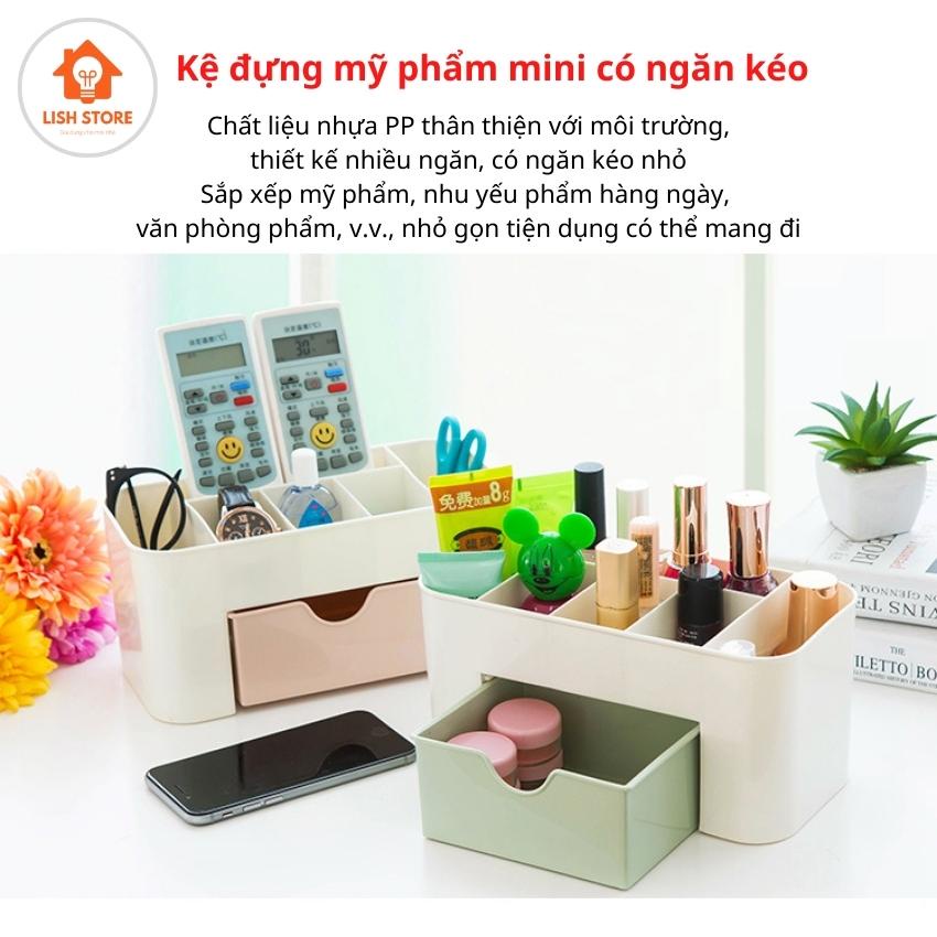 Kệ đựng mỹ phẩm hộp để bông tẩy trang đồ trang điểm mini để bàn có ngăn kéo LISH Store