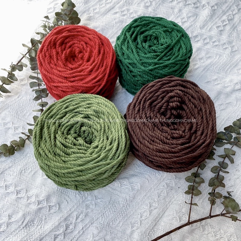 [Mã SKAMLTSM9 giảm 10% đơn 99K] Dây thừng cotton macrame màu XANH LÁ CÂY