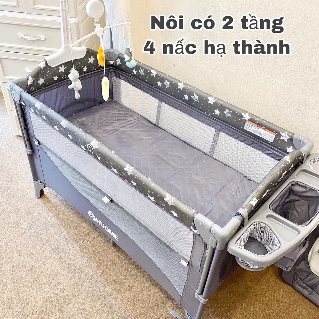 Nôi Cũi Cho Bé/Nôi Đa Năng Hugme 8in1, Full Tính Năng, Gấp Gọn, Tặng Kèm 3 Phụ Kiện Và Đồ Chơi Cho Bé