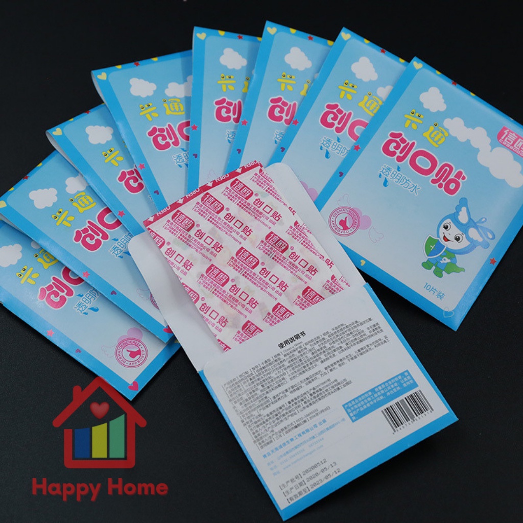 Băng dán vết thương, urgo dễ thương, băng gâu hoạt hình Happy Home