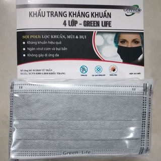 HỘP 50 chiếc KHẨU TRANG KHÁNG KHUẨN - KHẨU TRANG Y TẾ 4 lớp GREEN LIFE - H-MASK công nghệ ITALI