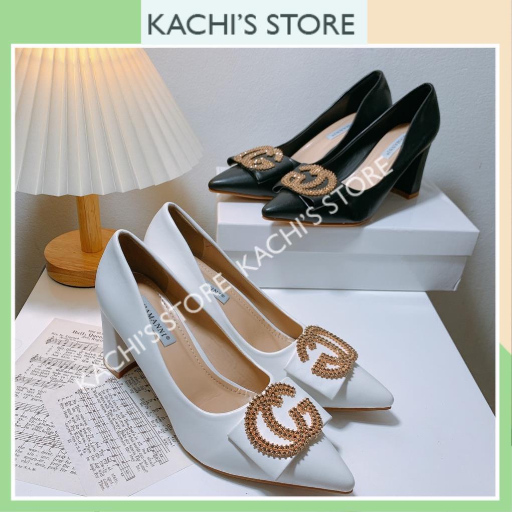 Giày cao gót vuông mũi nhọn 7 phân cao cấp,Sandal cao gót vuông mũi nhọn 7 phân cao cấp Kachis.store
