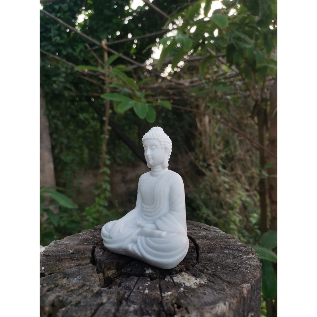 Tượng Đá Phật Thích Ca Cao 11cm màu trắng phong thủy, trang trí nhà cửa, thờ cúng