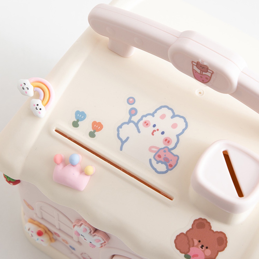 1 Ống Heo Tiết Kiệm Bằng Nhựa Hình Ngôi Nhà Hoạt Hình Dễ Thương