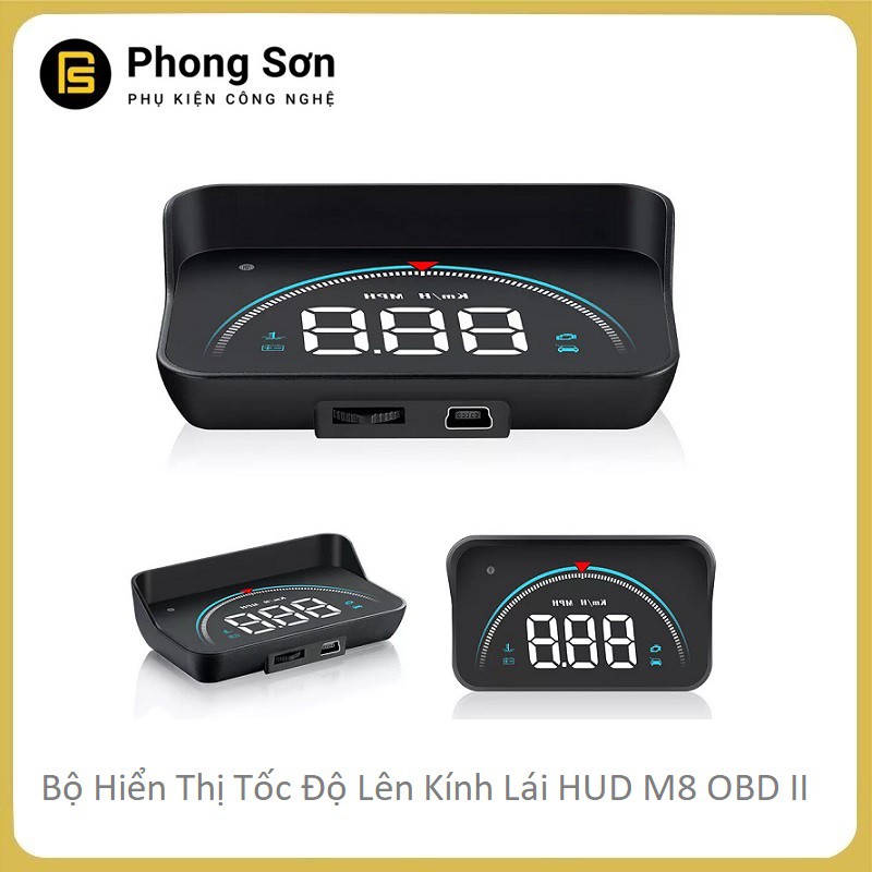 Bộ hiển thị tốc độ trên kính lái  HUD M8 - OBD2 cho  Xe Hơi -BH 06 Tháng