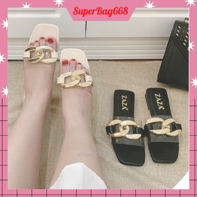 Dép Nữ Quai Ngang Thời Trang Đính Xích To SPB 5